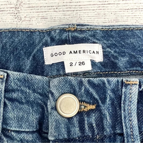 Good American Good Classic Raw Hem High Rise Jeans Style GCH086TFT Size 26 NEW - Picture 5 of 10